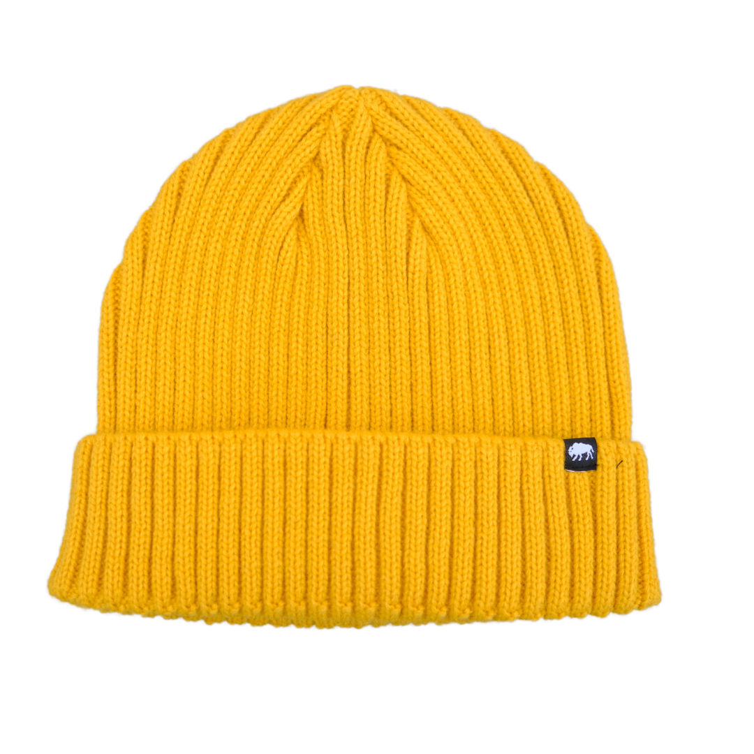 Ribbed Knit Beanie, Yellow – Blue Bison Apparel
