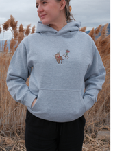 Load image into Gallery viewer, Skijoring Frog Hoodie in Gray