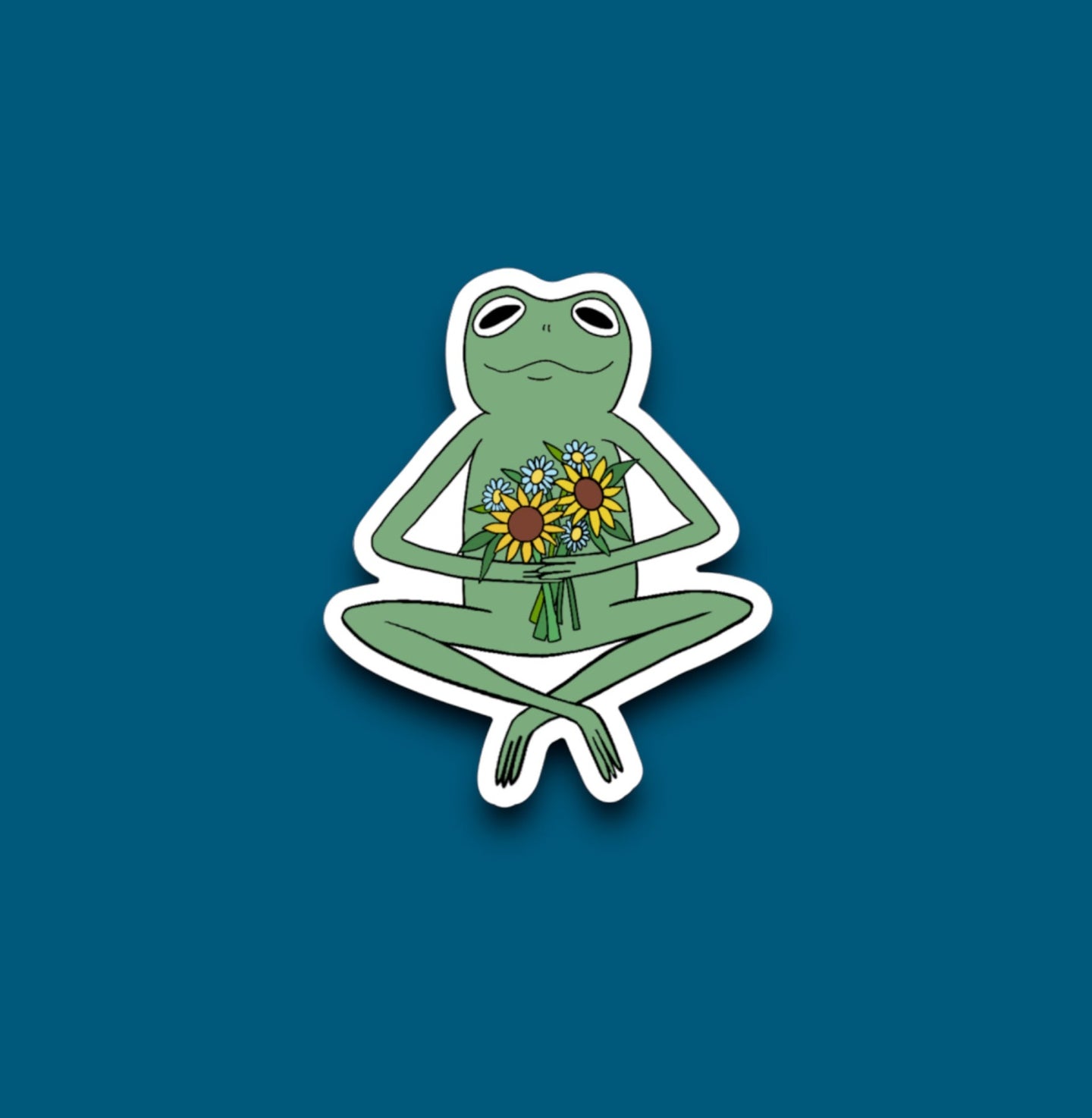 Frog & Her Flowers Sticker (N21)