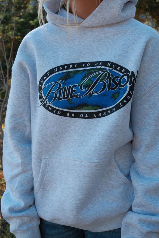 Just Happy To Be Here Hoodie in Heather Gray