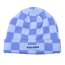 Load image into Gallery viewer, Checkered Blues Cuff Beanie

