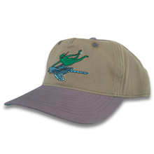 Load image into Gallery viewer, Dragon Fly Ridin Frog Hat - Washed Olive/Navy
