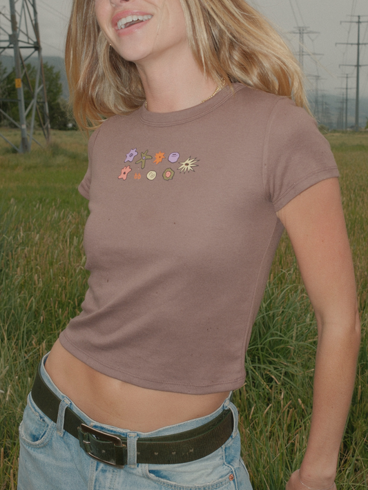 Lucky Charm Baby Tee in Brown
