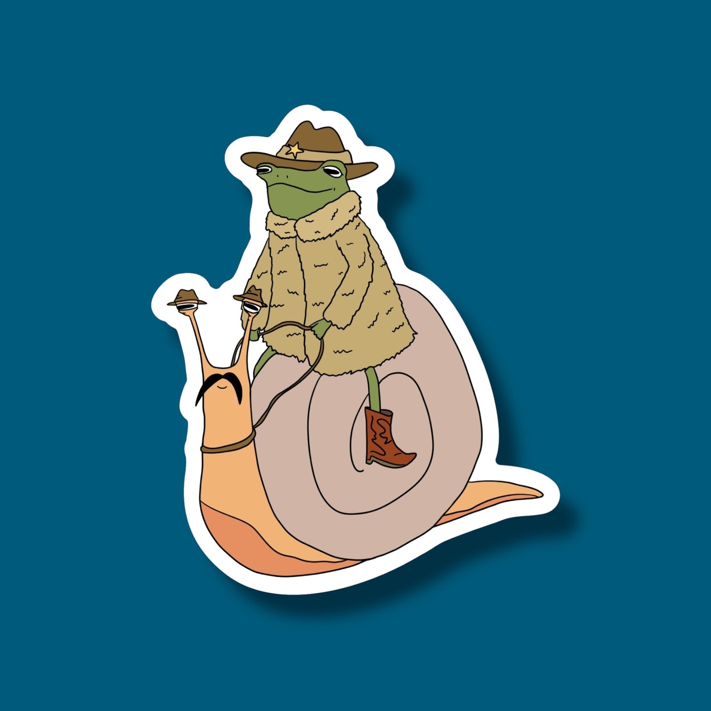 Cowboy Frog Ridin' Snail Sticker