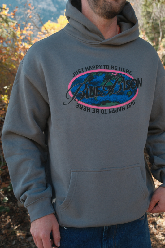 Just Happy To Be Here Hoodie in Stone