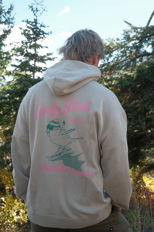 Early Bird Hoodie in Pink Text