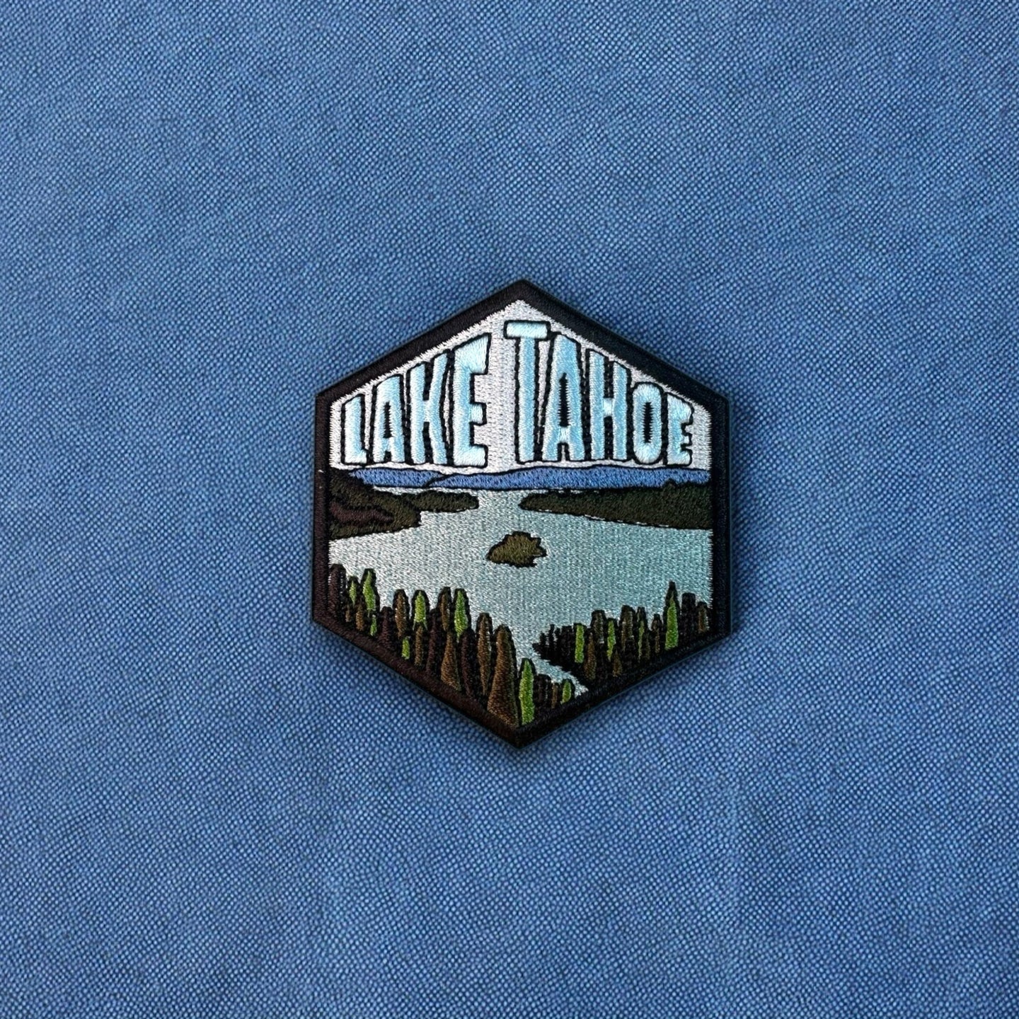 Lake Tahoe, California/Nevada- Embroidered Hexagon Patch BLUE