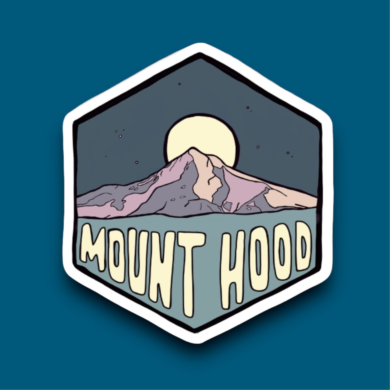 Mount Hood, Oregon- Hexagon Sticker