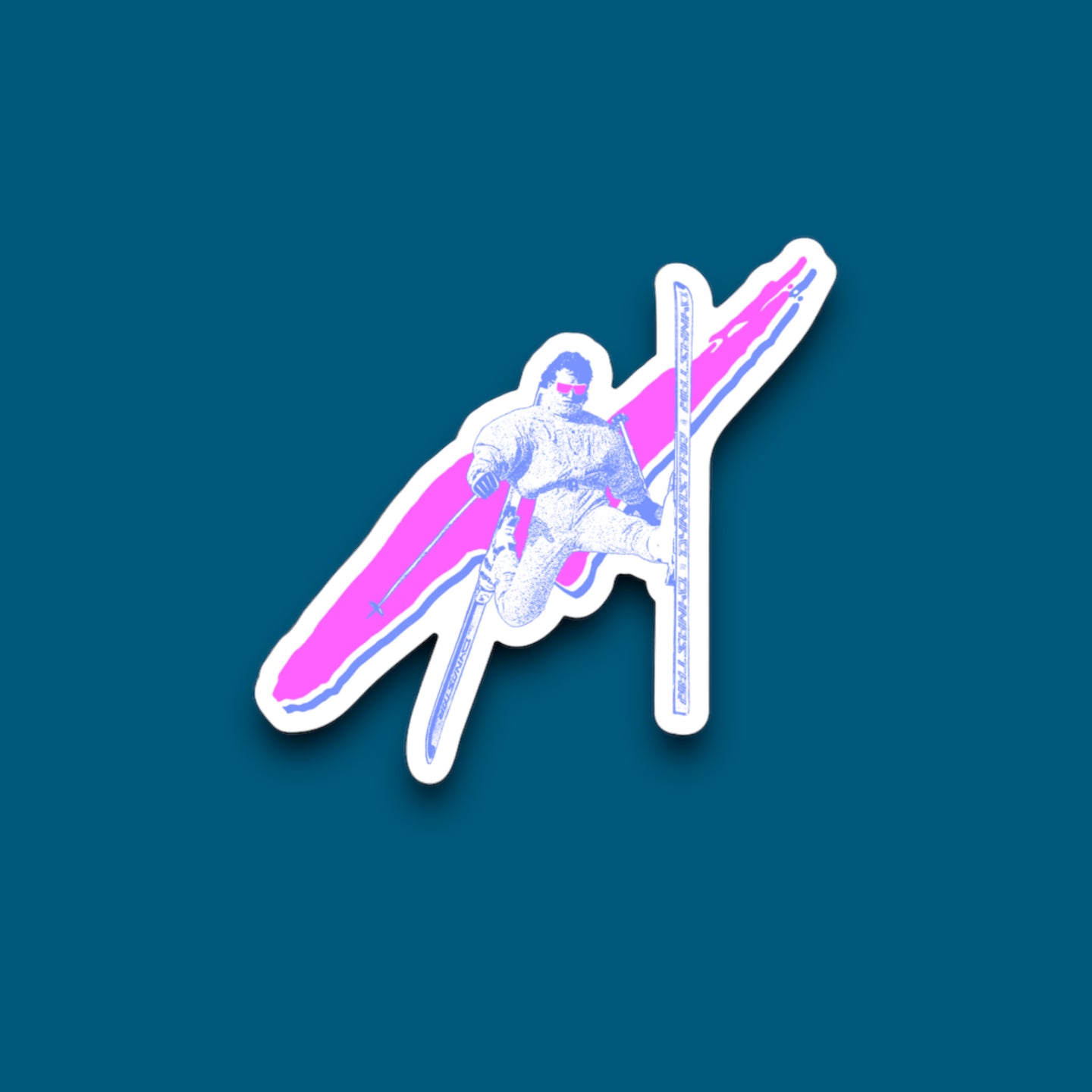 Acro Skier Pink Vinyl Sticker (B8)