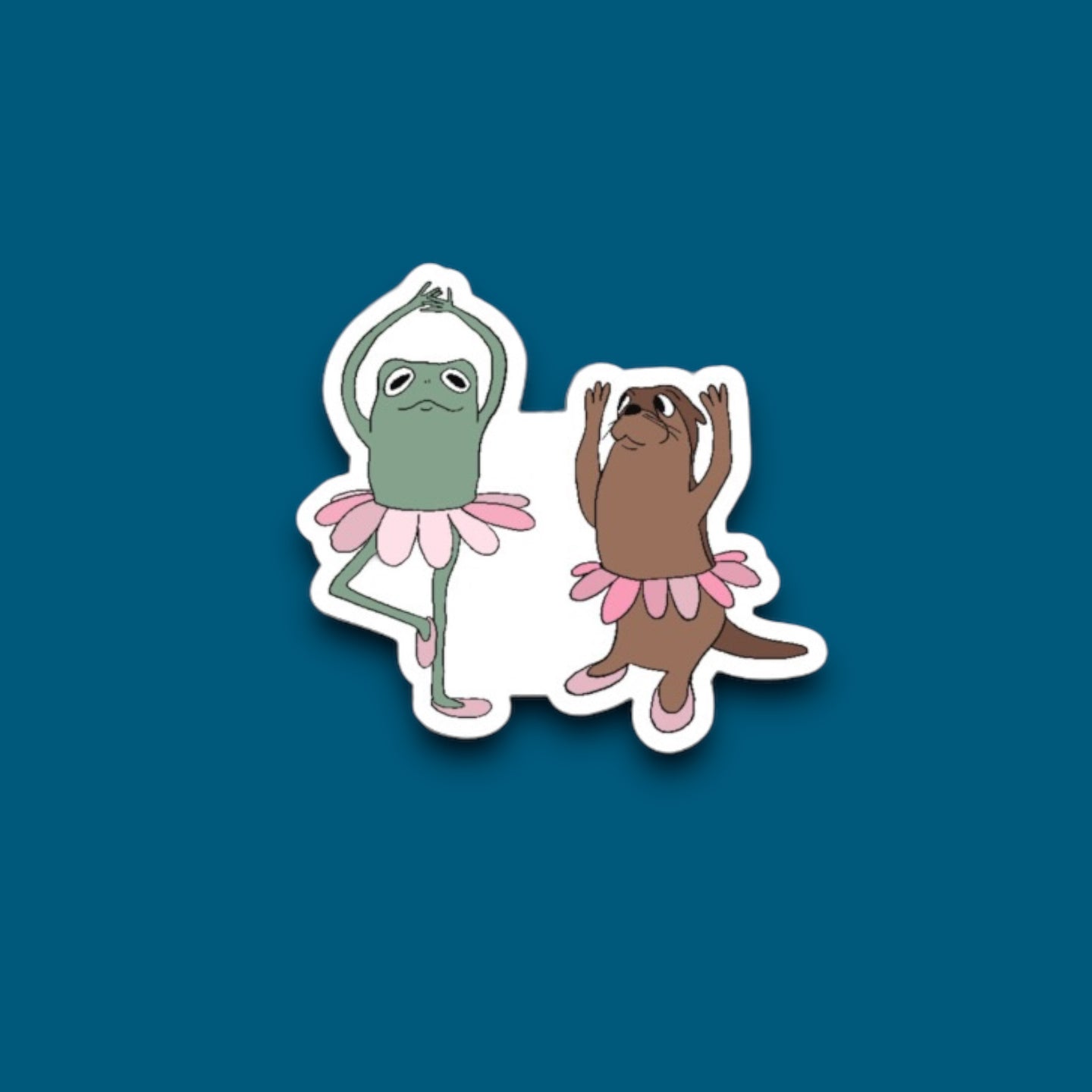 Ballerina Frog & Otter Sticker (O12)