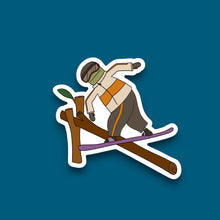 Load image into Gallery viewer, Frog Snowboarding off a Tree Sticker
