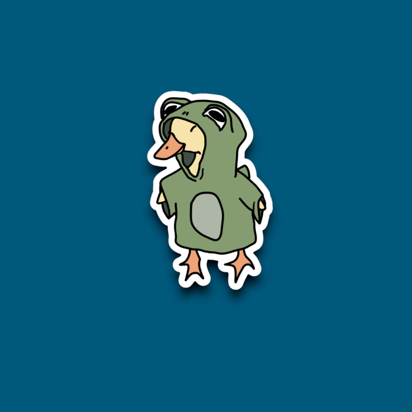 Duck Dressed As A Frog Sticker (R21)