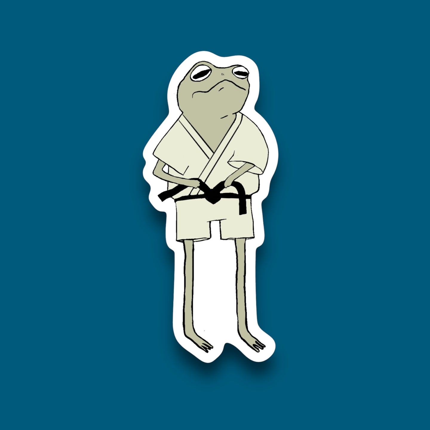 Black Belt Frog Sticker