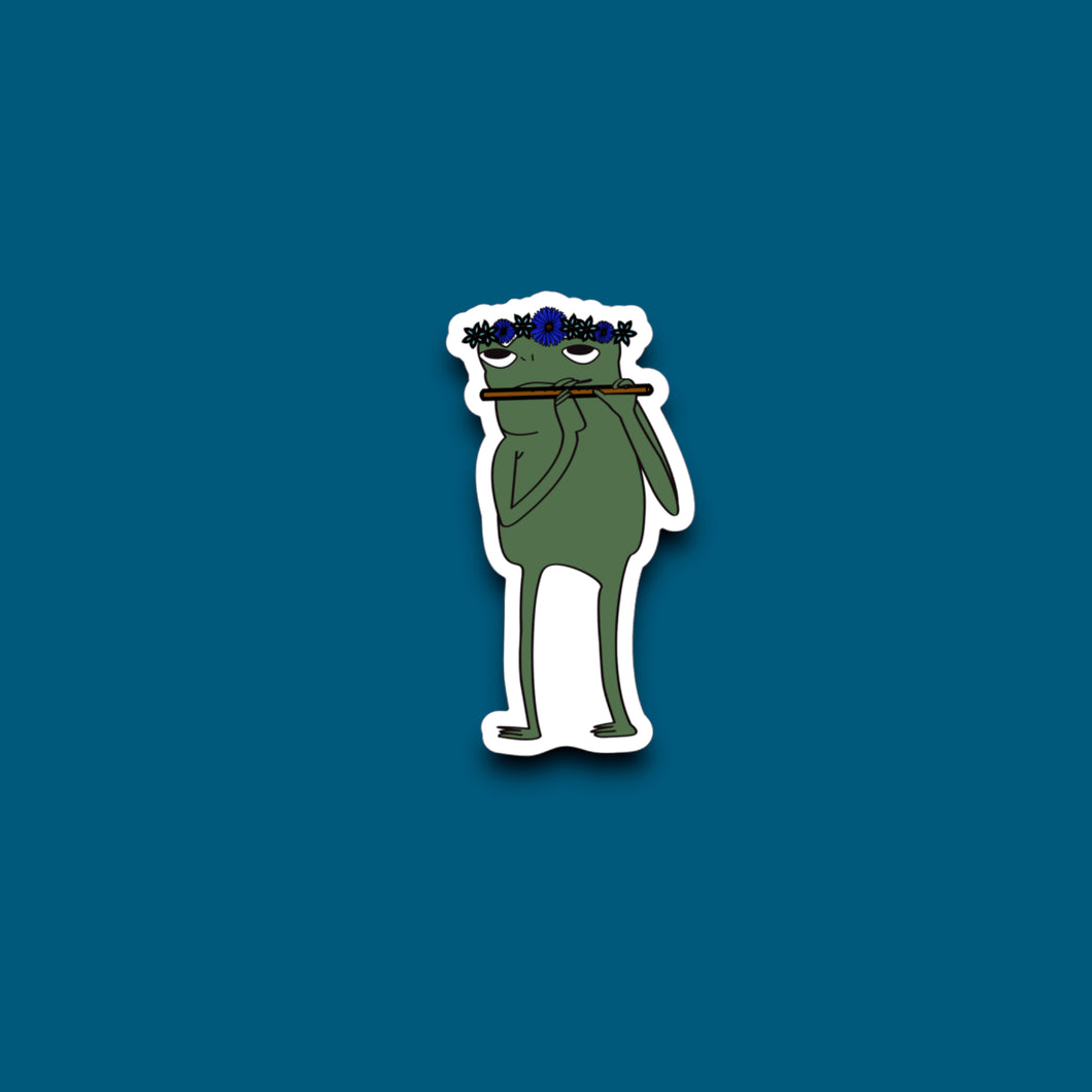 Frog Playin' The Flute Sticker