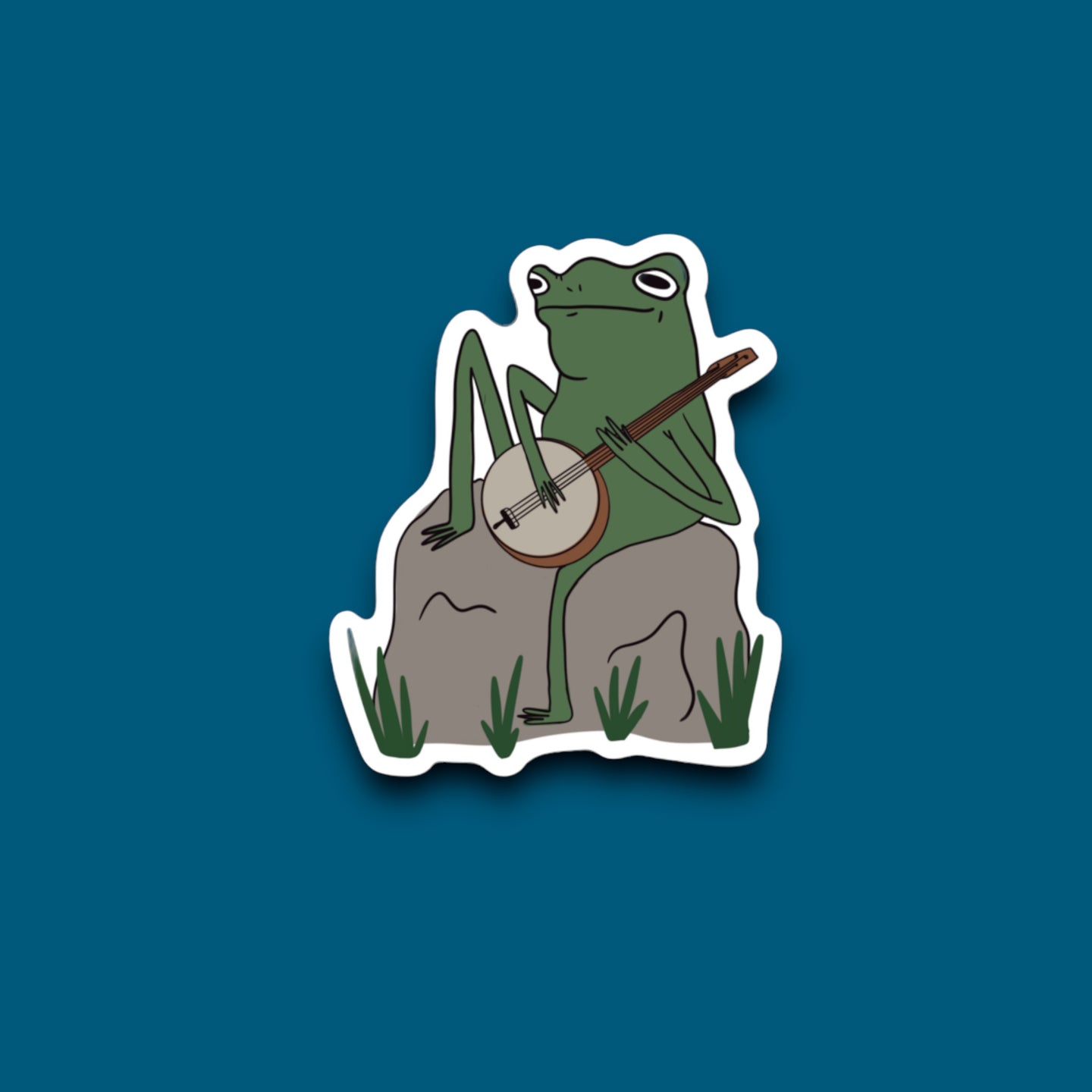 Banjo Playin' Frog Sticker (K20)