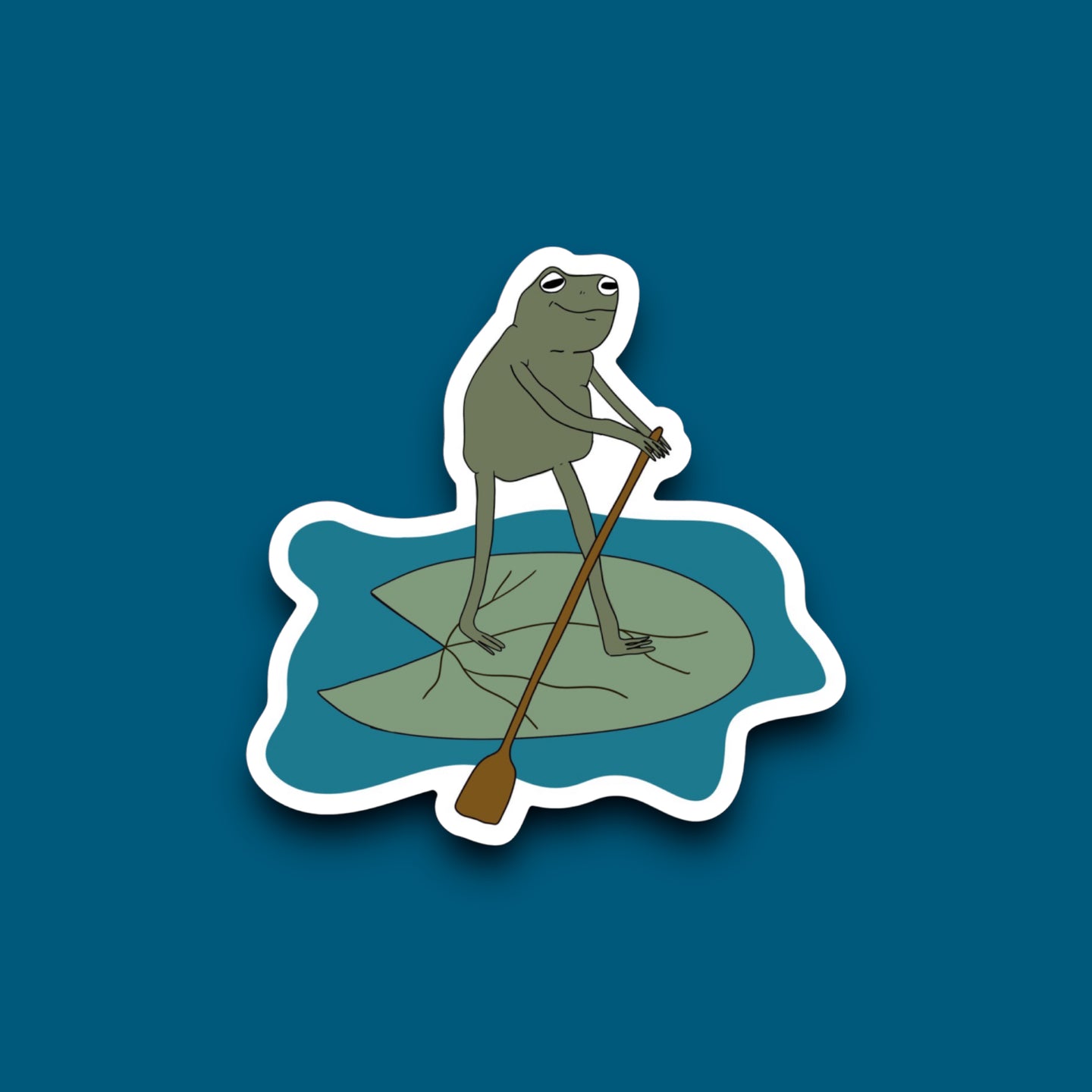 Frog Paddleboarding On A Lily Pad Sticker