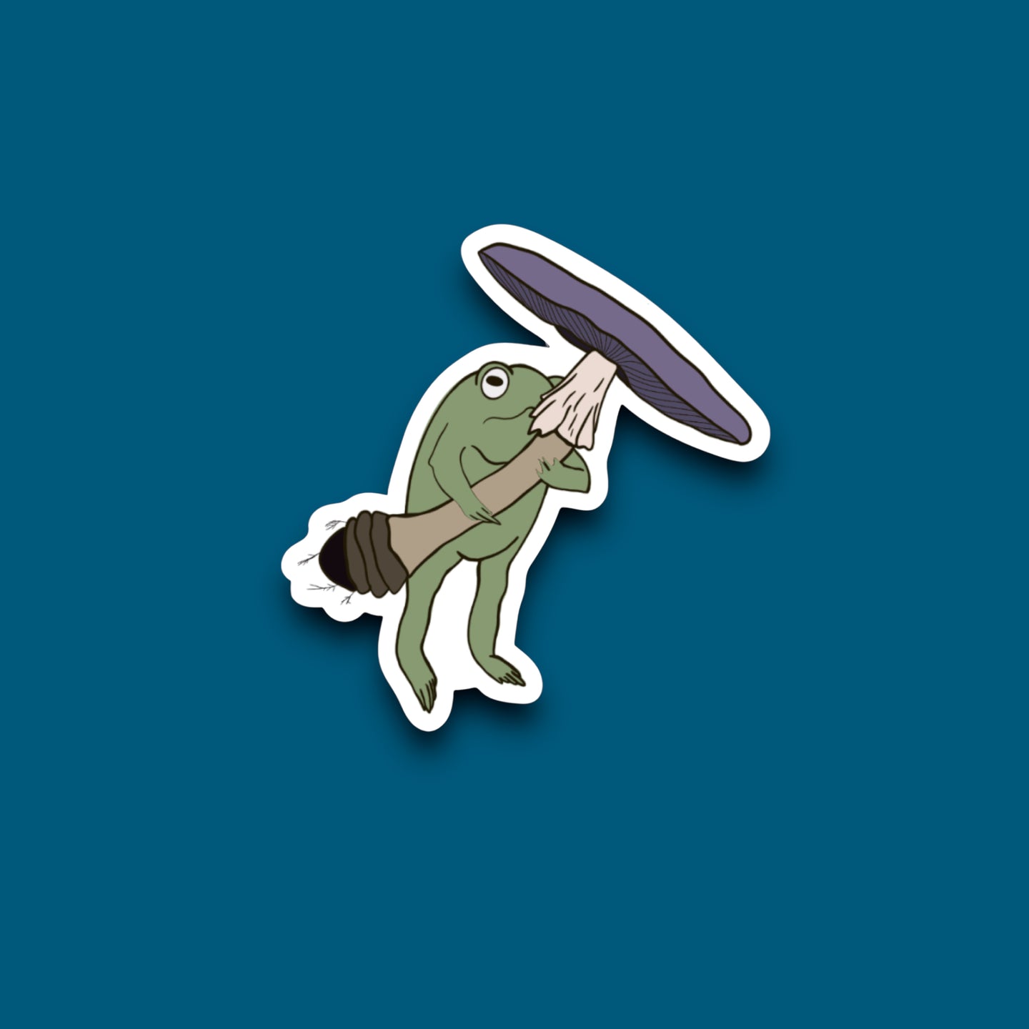 Frog Holding His Mushroom Sticker (L13)