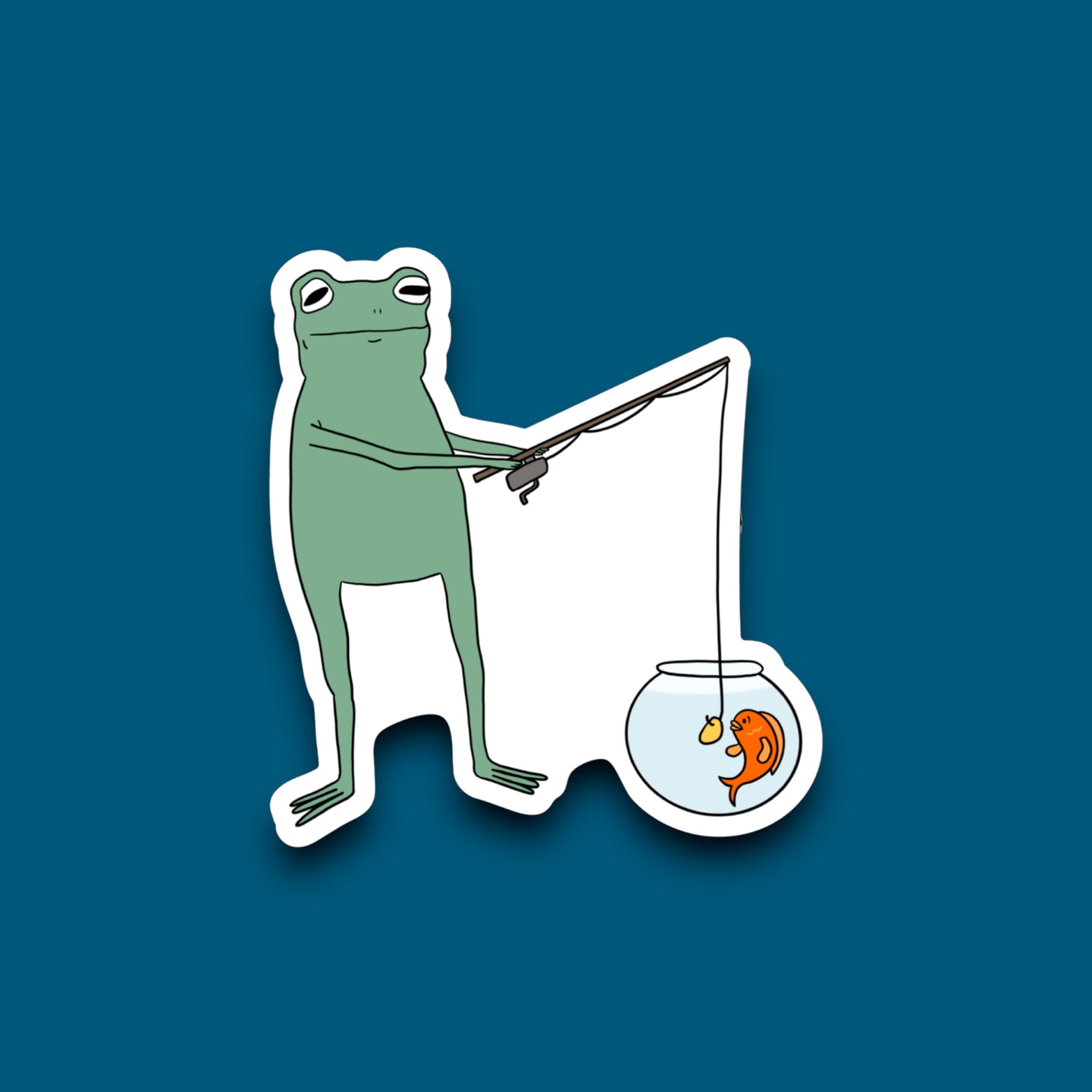 Frog Fishing For Gold Sticker (K11)