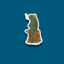 Load image into Gallery viewer, Smokin&#39; On A Stump Frog Sticker (N21)
