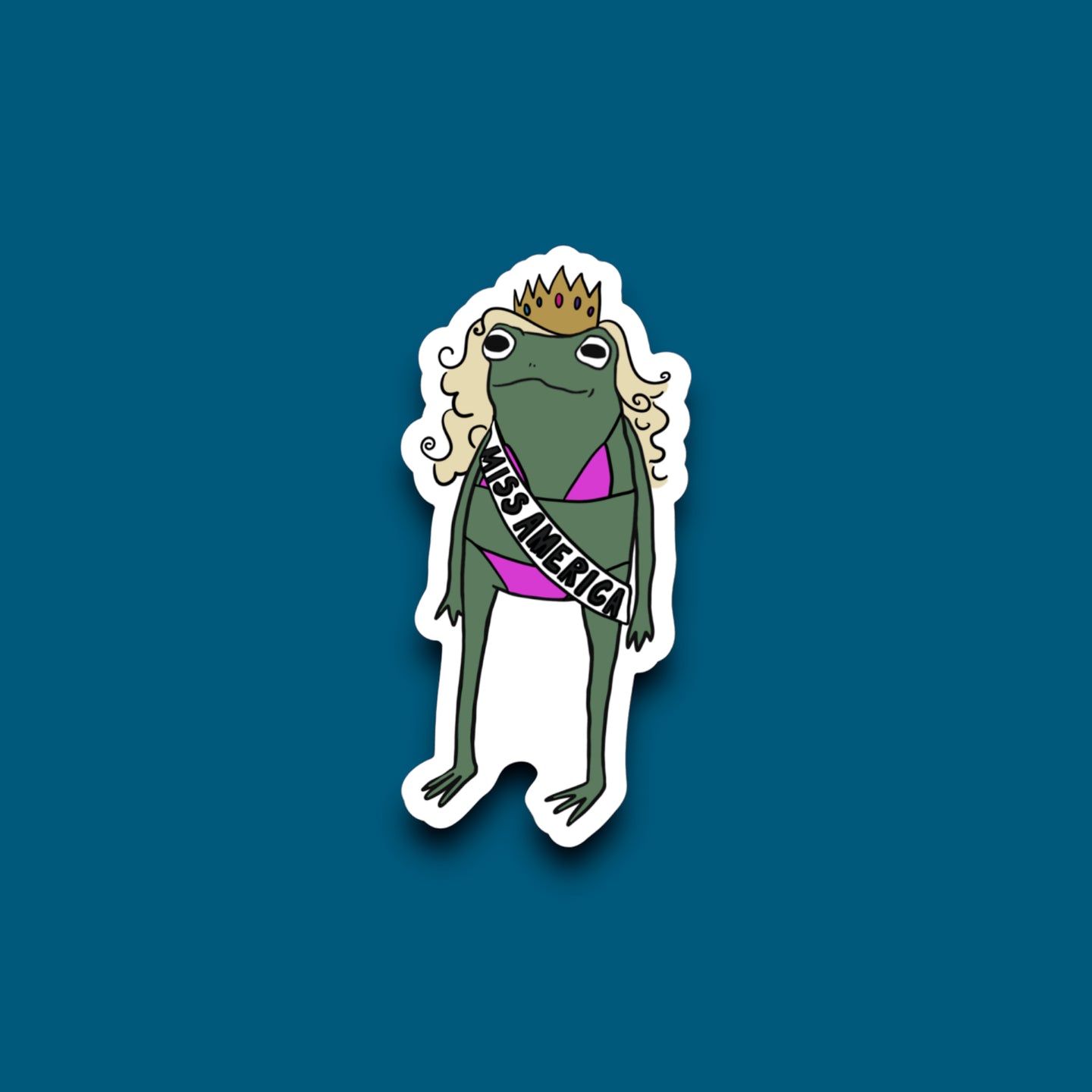 Miss America Frog Sticker (K2)