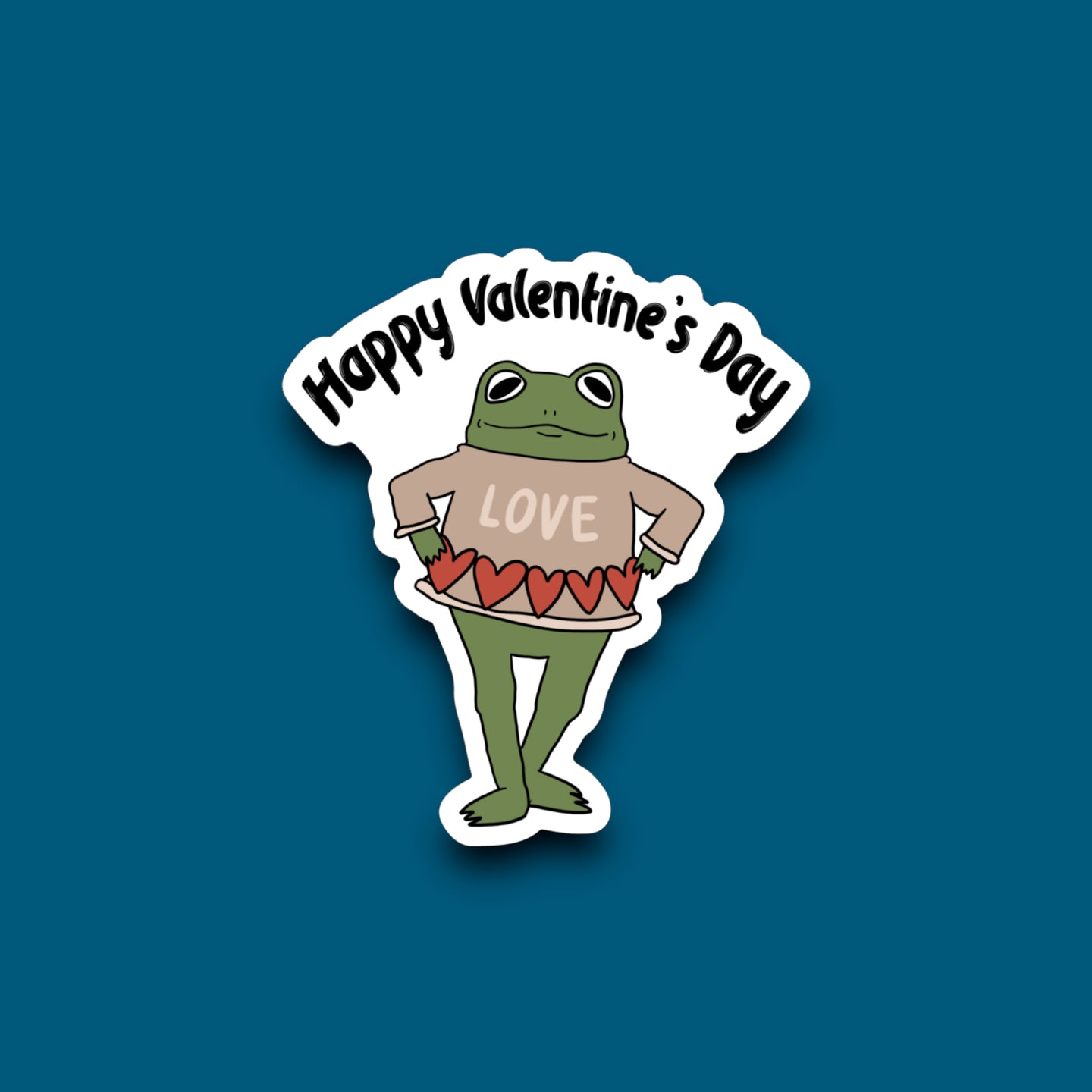 Happy Valentines Day Frog Sticker