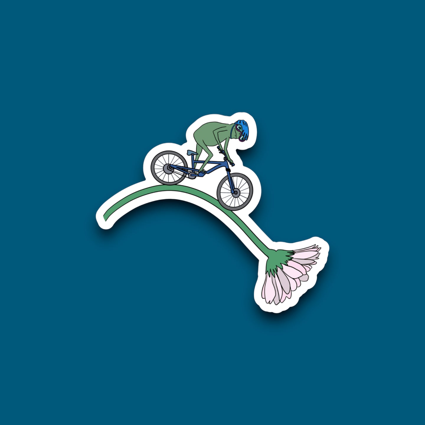 Flower Biker Frog Sticker
