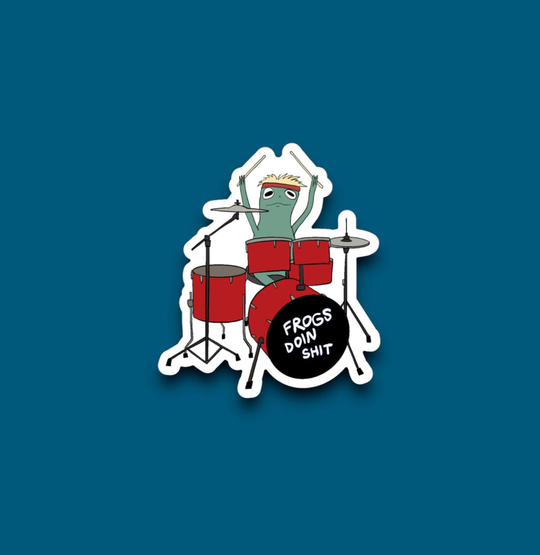 Drummer Frog Sticker