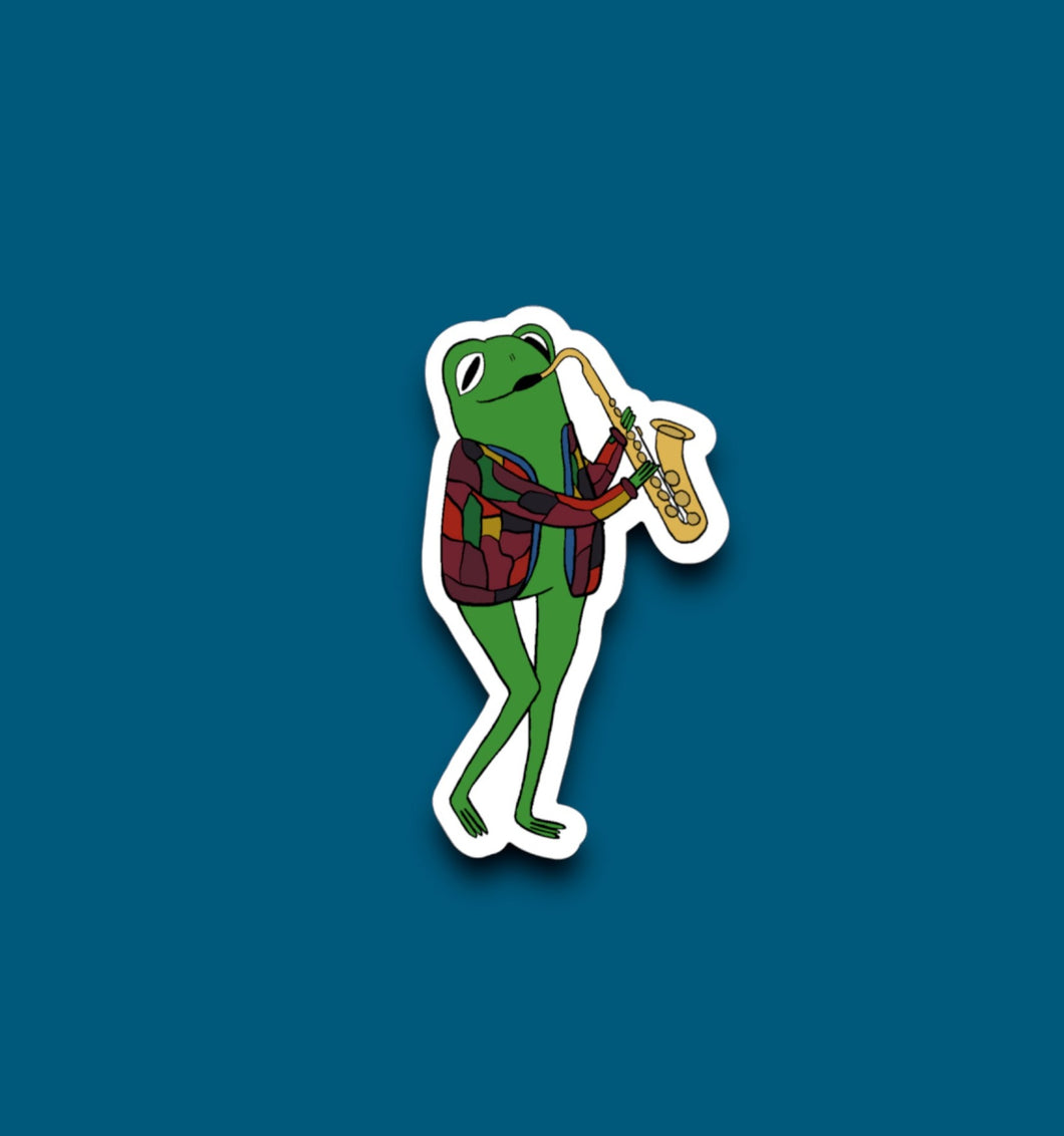 Frog Playin' Sax Sticker