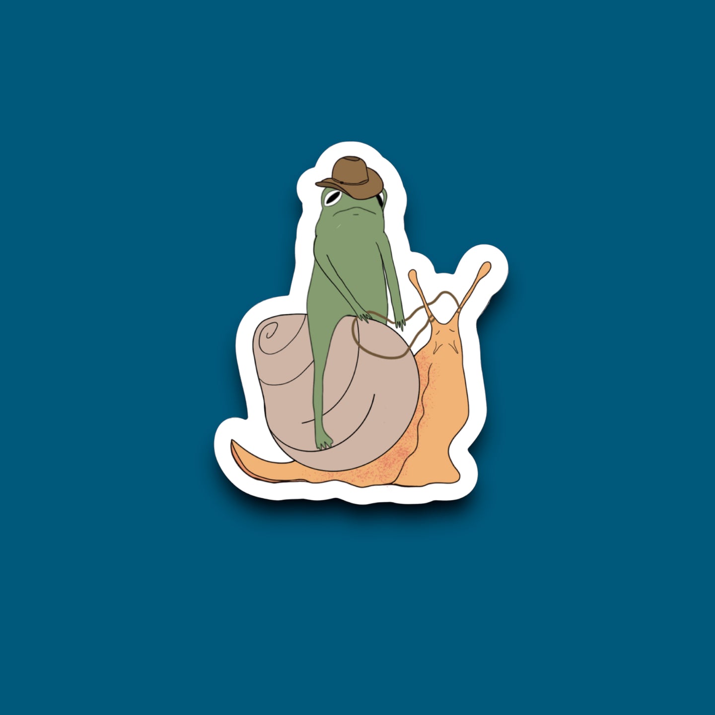 Frog Ridin' Snail Sticker