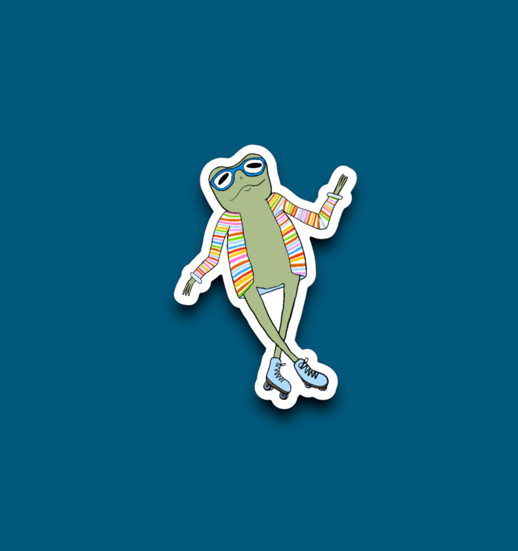 Roller Skatin' Frog Sticker