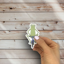 Load image into Gallery viewer, Frog Riding A Bike Sticker (K18)
