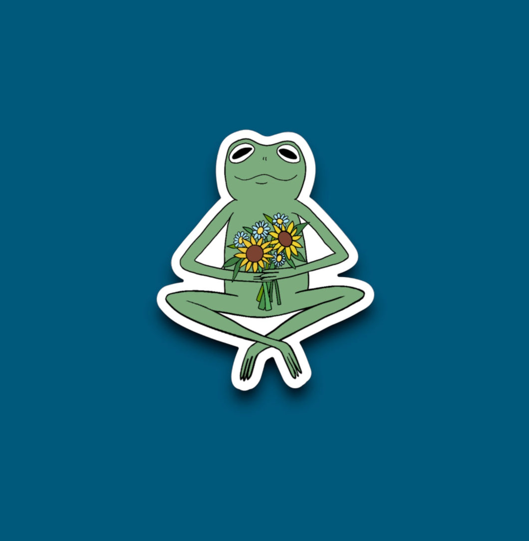 Frog & Her Flowers Sticker