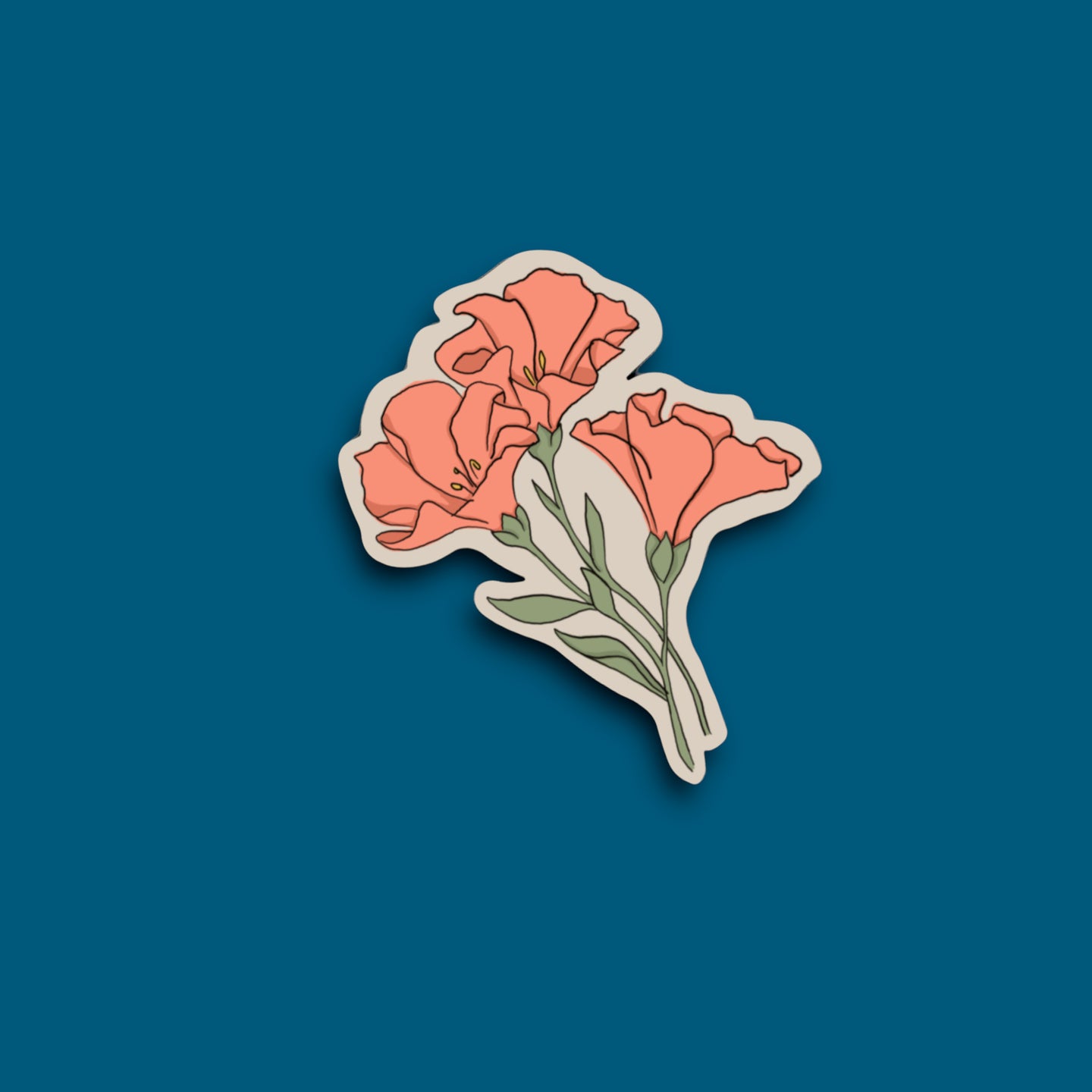 Pink Poppies Flower Sticker