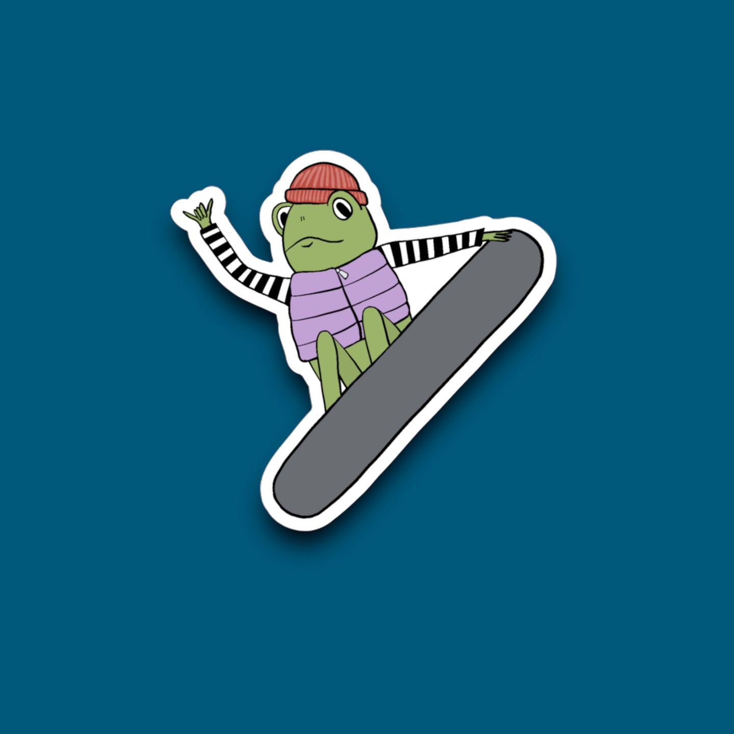 Snowboarding Frog Sticker (P20)