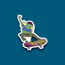 Load image into Gallery viewer, Skateboarding Chick Frog Sticker
