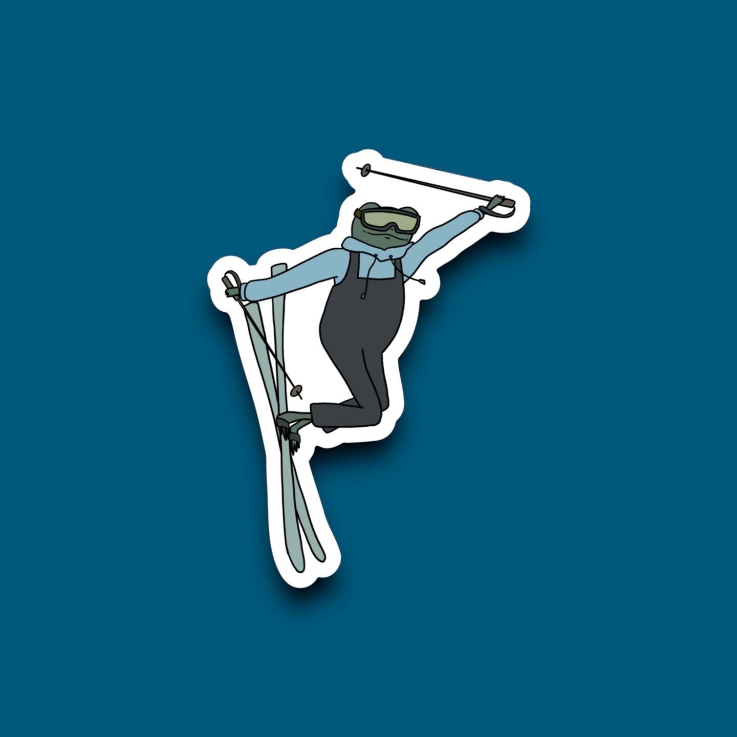 Tail Grab Skier Frog Sticker