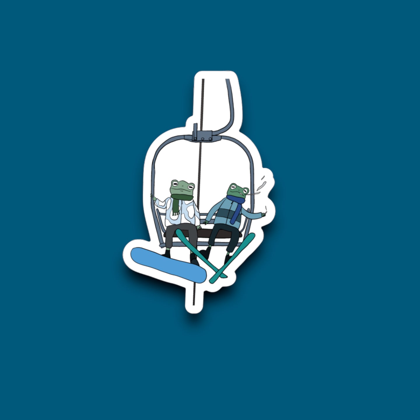 Ski Lift Frogs Sticker