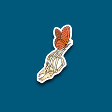 Load image into Gallery viewer, Skeleton Hand Orange Butterfly Sticker (E17)
