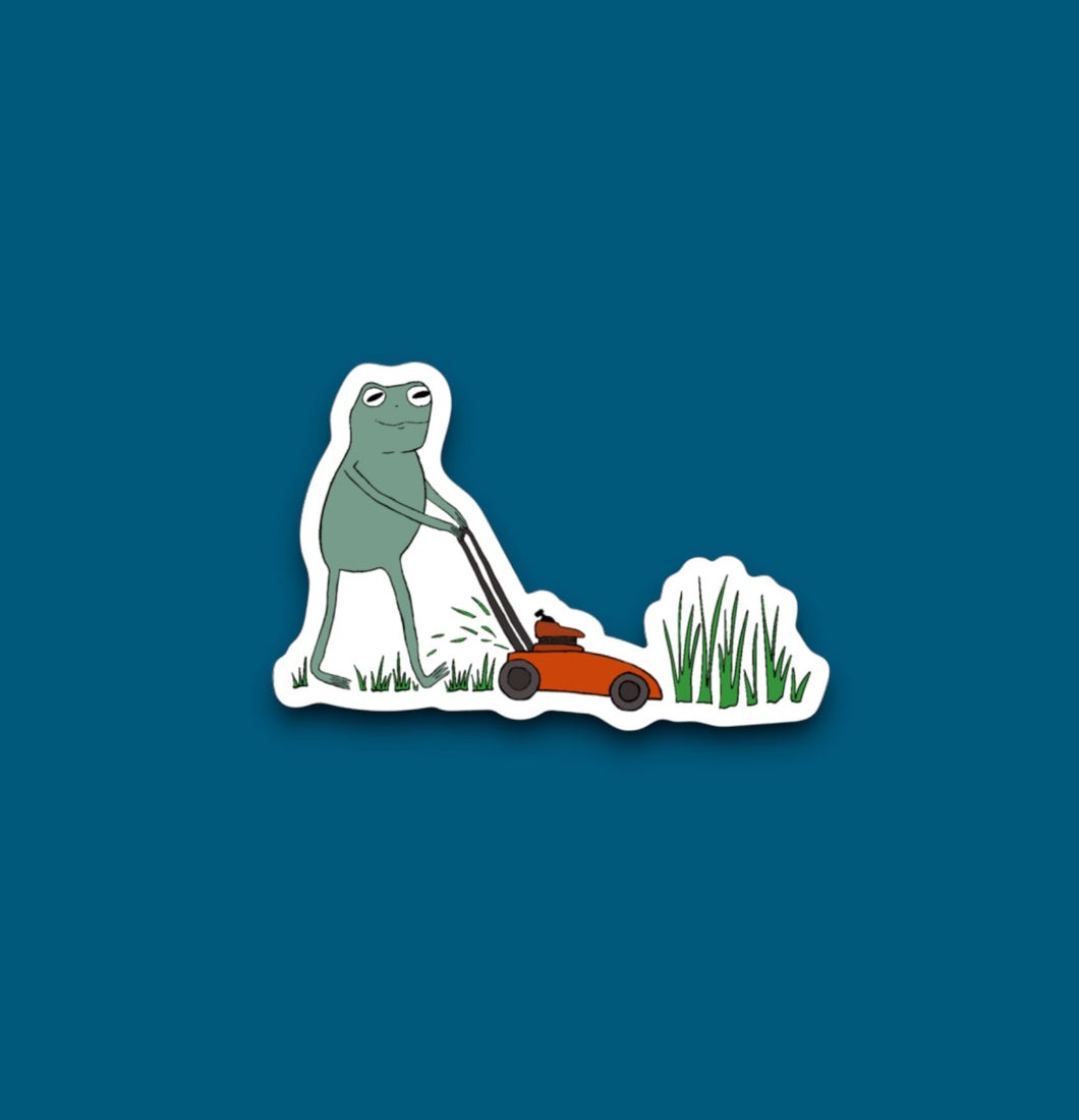 Frog Mowin' The Lawn Sticker