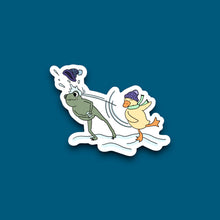 Load image into Gallery viewer, Frog And Duck Snowball Fight Sticker

