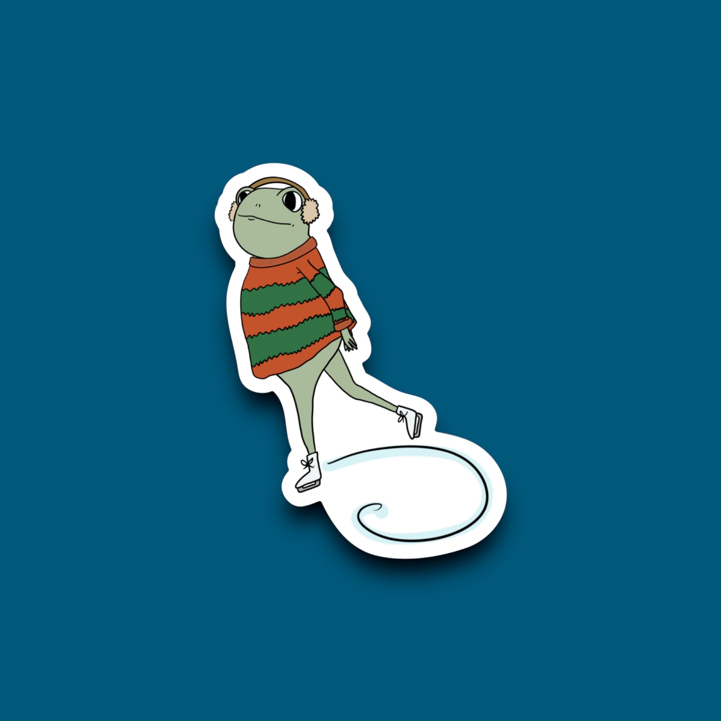 Ice Skating Frog Sticker