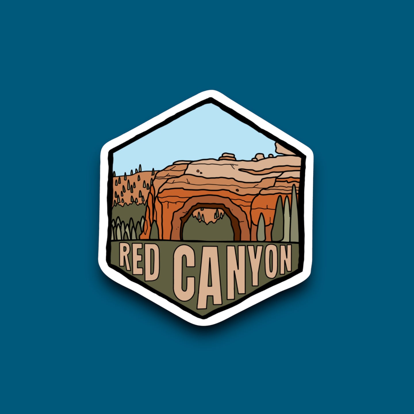 Red Canyon, Dixie National Forest, Utah- Hexagon Sticker