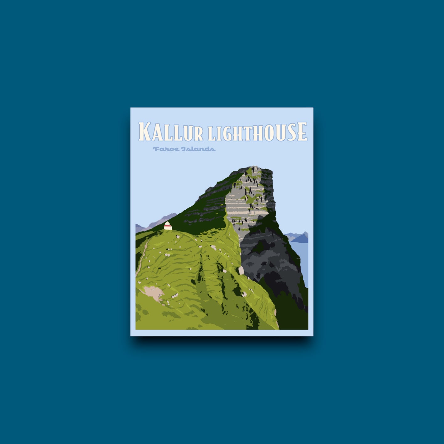 Kallur Lighthouse Faroe Islands Poster Sticker (C18)