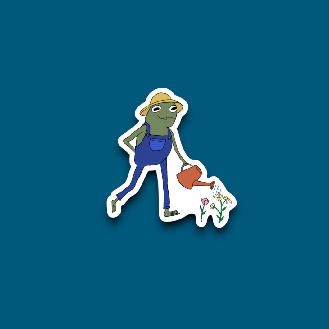 Gardening Frog Sticker
