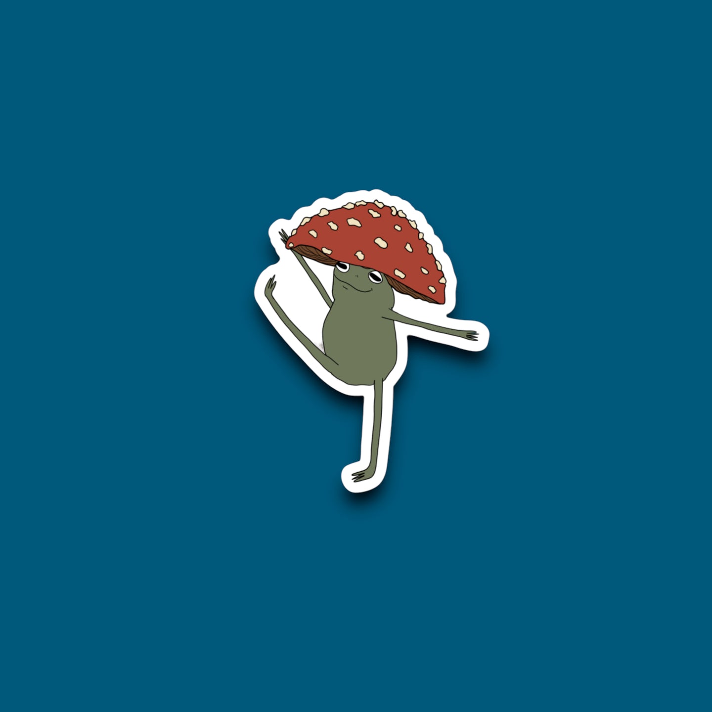 Dancing Frog With Mushroom Hat Sticker (L12)