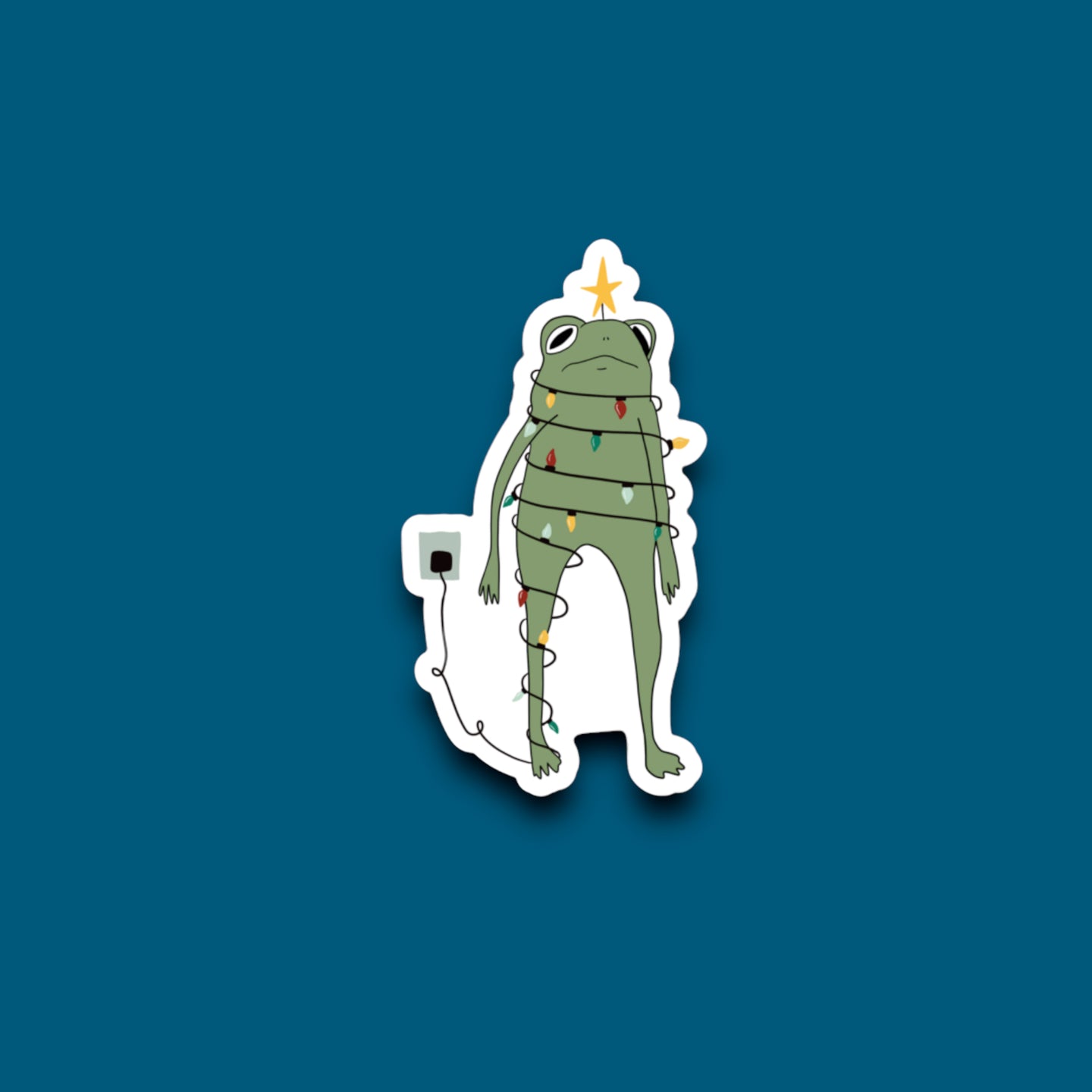 Christmas Lights Frog Sticker (R19)