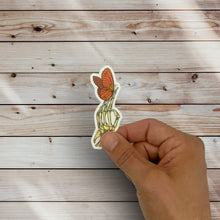 Load image into Gallery viewer, Skeleton Hand Orange Butterfly Sticker (E17)
