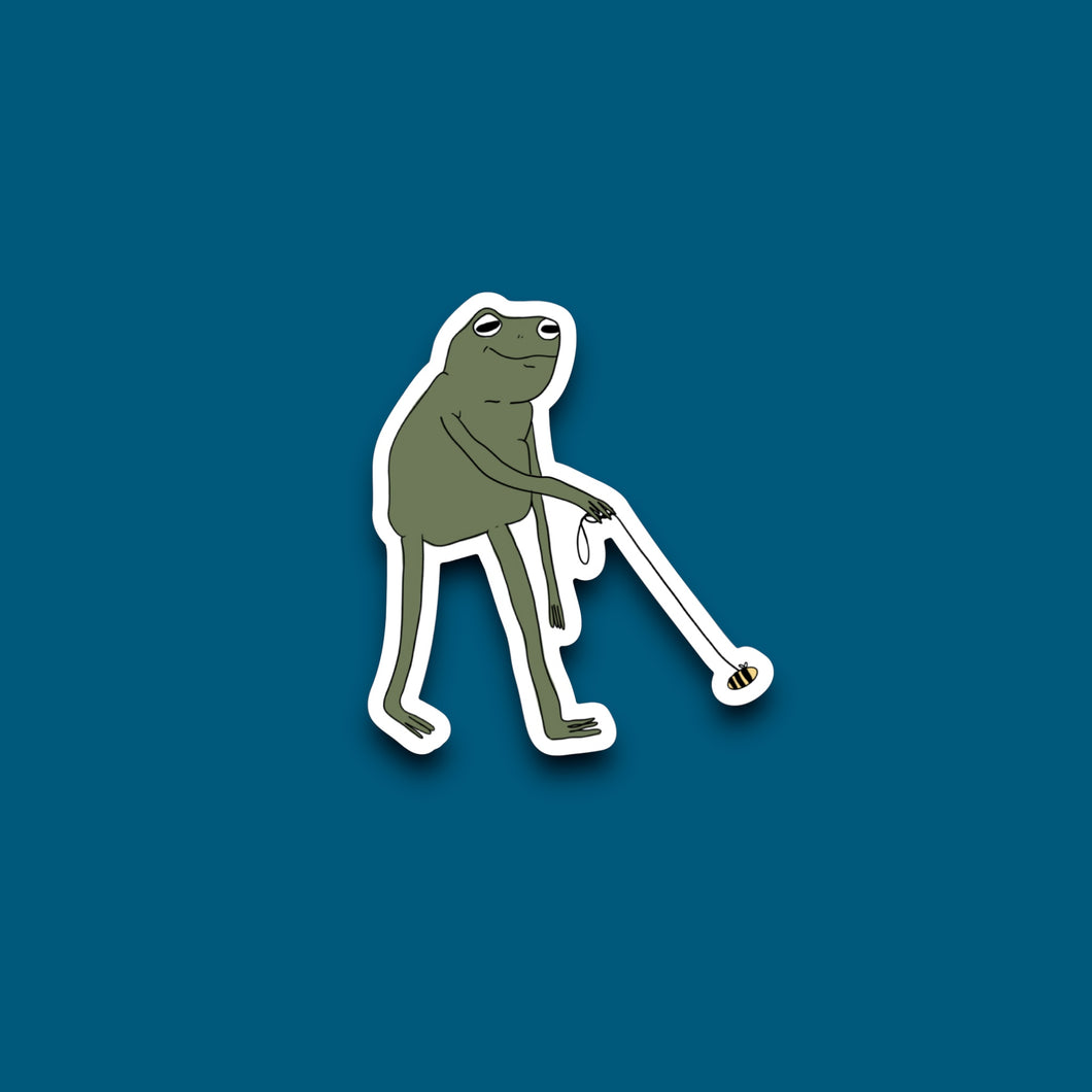 Frog Walkin' A Bee Sticker