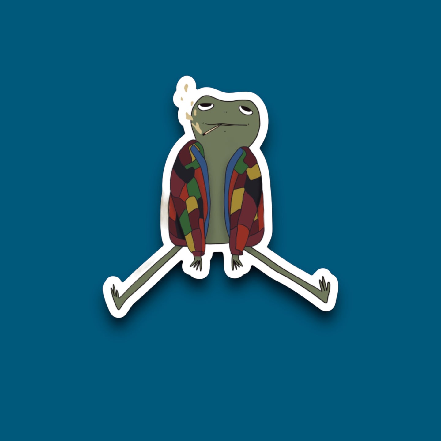 Laid-back Smoker Frog Sticker