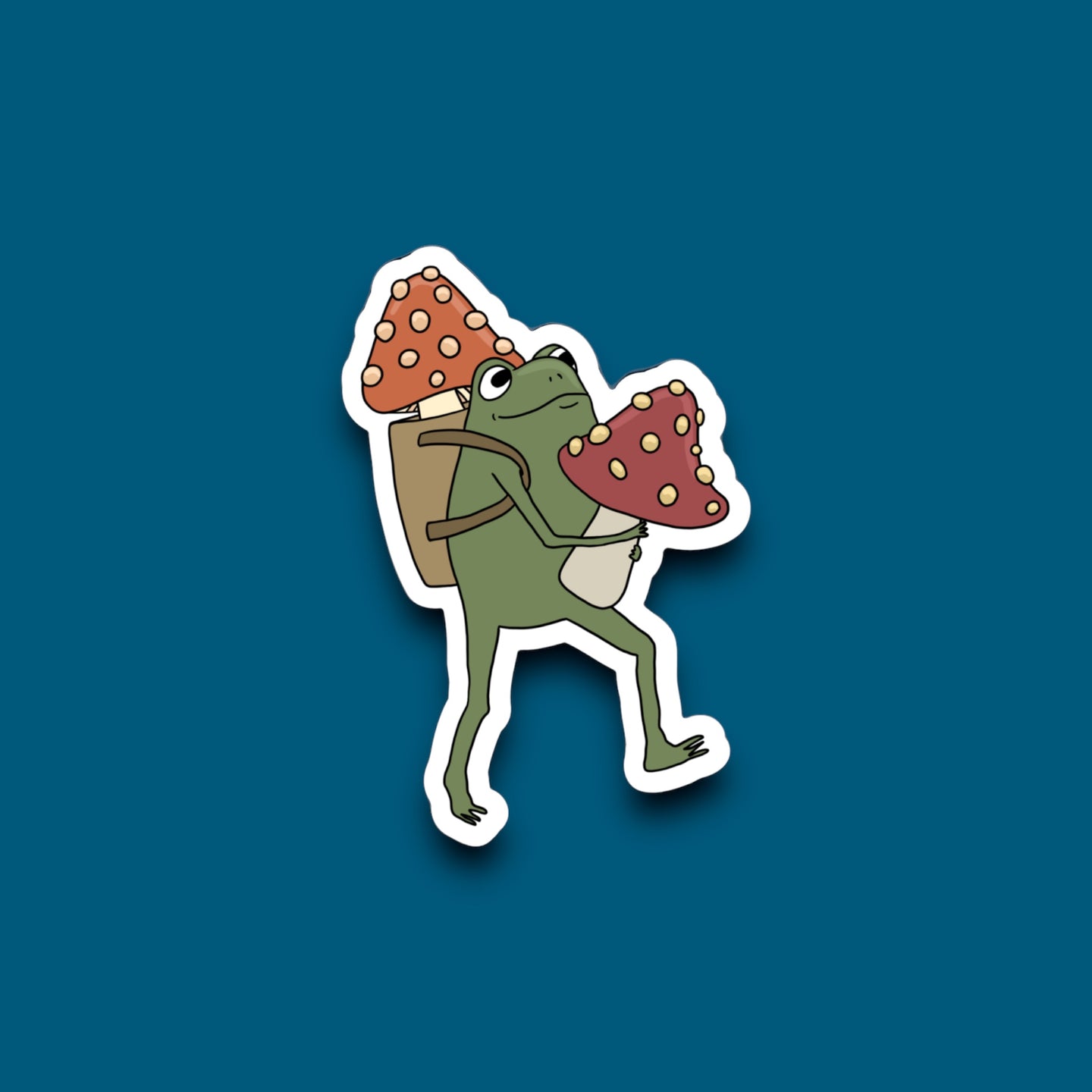 Frog Hunting For Mushrooms Sticker